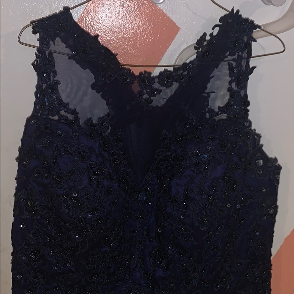Navy blue lace and beaded gorgeous prom dress!!